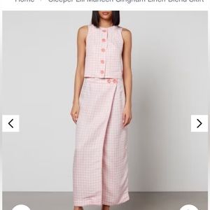 Pink and white gingham skirt set from Sleeper size S